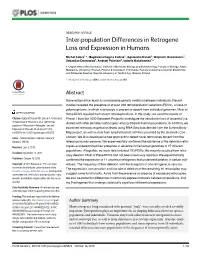 Inter-Population Differences in Retrogene Loss and Expression in Humans