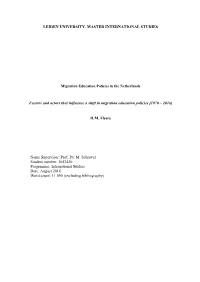 Migration Education Policies in the Netherlands