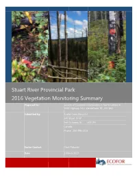 Stuart River Provincial Park 2016 Vegetation Monitoring Summary
