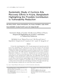 Systematic Study of Cyclone Aila Recovery Efforts in Koyra, Bangladesh Highlighting the Possible Contribution to Vulnerability Reduction