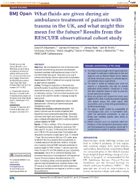 What Fluids Are Given During Air Ambulance Treatment Of