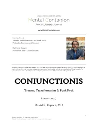 Coniunctionis Trauma, Transformation, and Punk Rock Philosophy, Interview, and Research
