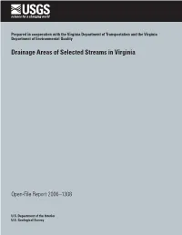 Drainage Areas of Selected Streams in Virginia