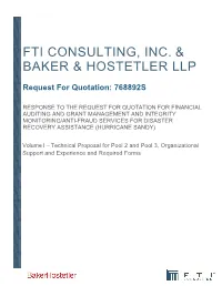 Fti Consulting, Inc. & Baker & Hostetler