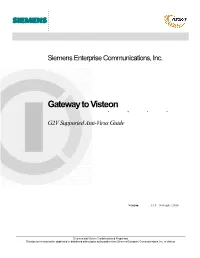 Gateway to Visteon G2V Supported Anti-Virus Guide