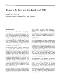 Giancarlo De Carlo and the Question of WHY