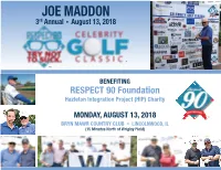 JOE MADDON 3Rd Annual • August 13, 2018