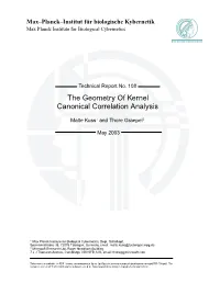The Geometry of Kernel Canonical Correlation Analysis
