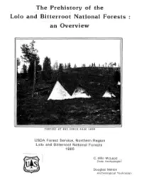 The Prehistory of the Lolo and Bitterroot National Forests : an Overview