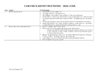 Cash/Check Deposit Procedures – Desk Guide