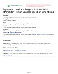 Expression Level and Prognostic Potential of MAP3K8 in Human Cancers Based on Data Mining