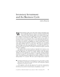 Inventory Investment and the Business Cycle