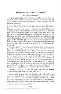 Mersenne and Fermat Numbers 2, 3, 5, 7, 13, 17, 19, 31