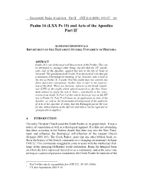 Psalm 16 (LXX Ps 15) and Acts of the Apostles Part