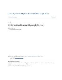 Systematics of Nama (Hydrophyllaceae) John D