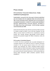 B+S Card Service: Transaction Volume Grows – Newly Established Top Management