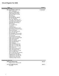 Check Register for 2008