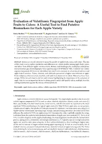 Evaluation of Volatilomic Fingerprint from Apple Fruits to Ciders: a Useful Tool to Find Putative Biomarkers for Each Apple Variety