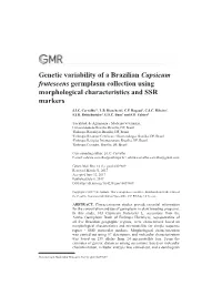Genetic Variability of a Brazilian Capsicum Frutescens Germplasm Collection Using Morphological Characteristics and SSR Markers