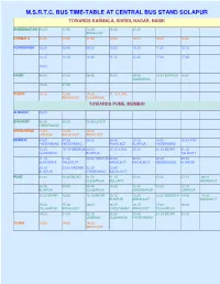 M.S.R.T.C. Bus Time-Table at Central Bus Stand Solapur