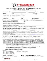 PT & TT Car Classification Form