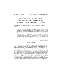 Vernacular and Academic Modes in Architecture and Town Planning