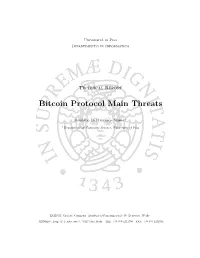 Bitcoin Protocol Main Threats