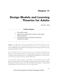 Design Models and Learning Theories for Adults