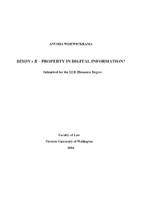 DIXON V R – PROPERTY in DIGITAL INFORMATION?