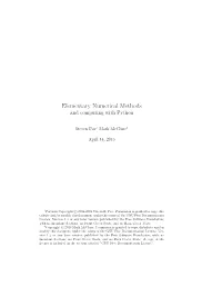 Elementary Numerical Methods and Computing with Python