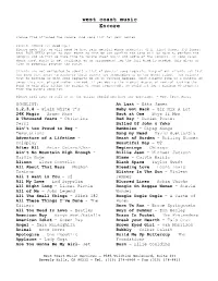 Encore Songlist