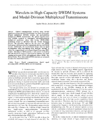 Wavelets in High-Capacity DWDM Systems and Modal-Division Multiplexed Transmissions