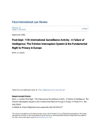 A Failure of Intelligence: the Echelon Interception System & the Fundamental Right to Privacy in Europe