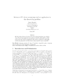Actions of E−Dense Semigroups and an Application to the Discrete Log Problem