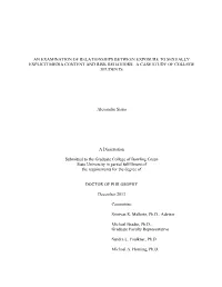 An Examination of Relationships Between Exposure to Sexually Explicit Media Content and Risk Behaviors: a Case Study of College Students