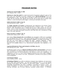 Program Notes