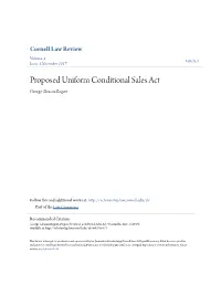 Proposed Uniform Conditional Sales Act George Gleason Bogert