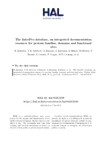 The Interpro Database, an Integrated Documentation Resource for Protein