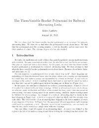 The Three-Variable Bracket Polynomial for Reduced, Alternating Links