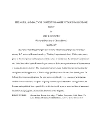 The Social and Political Context for Obstruction in Roman Love