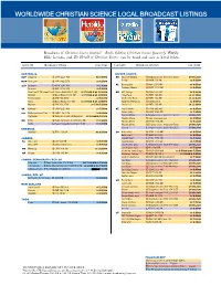 Worldwide Christian Science Local Broadcast Listings