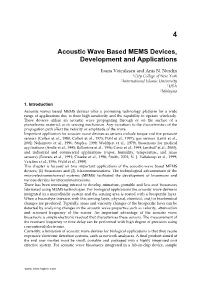 Acoustic Wave Based MEMS Devices, Development and Applications