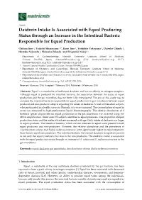 Daidzein Intake Is Associated with Equol Producing Status Through an Increase in the Intestinal Bacteria Responsible for Equol Production
