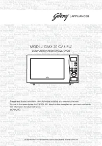 Gmx 20 Ca6 Plz Convection Microwave Oven