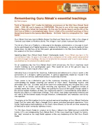 Remembering Guru Nānak's Essential Teachings
