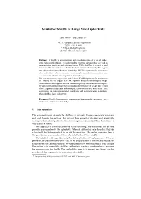 Verifiable Shuffle of Large Size Ciphertexts
