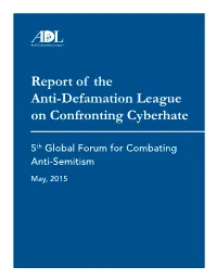 ADL Report to Global Forum on Cyberhate 2015