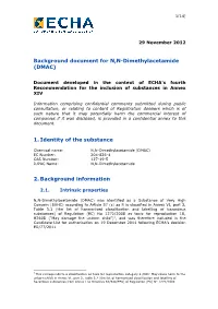Background Document for N,N-Dimethylacetamide (DMAC)