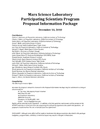 Mars Science Laboratory Participating Scientists Program Proposal