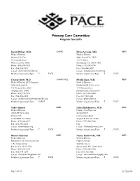 Primary Care Committee Program Year 2015